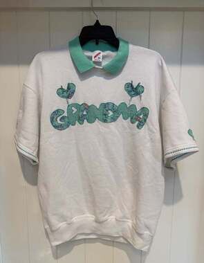Vintage Jerzees Grandma Floral Patchwork Collar Sweatshirt